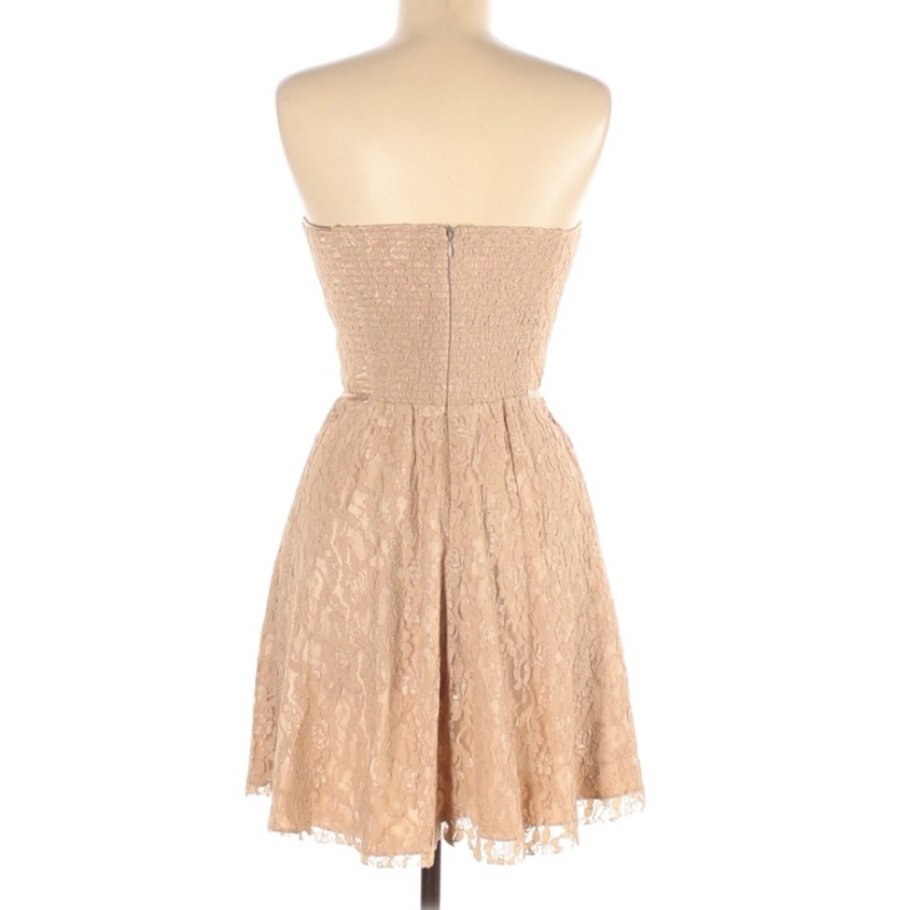 Devlin Lace Bustier Tan Strapless Cocktail Dress M - Picture 2 of 7